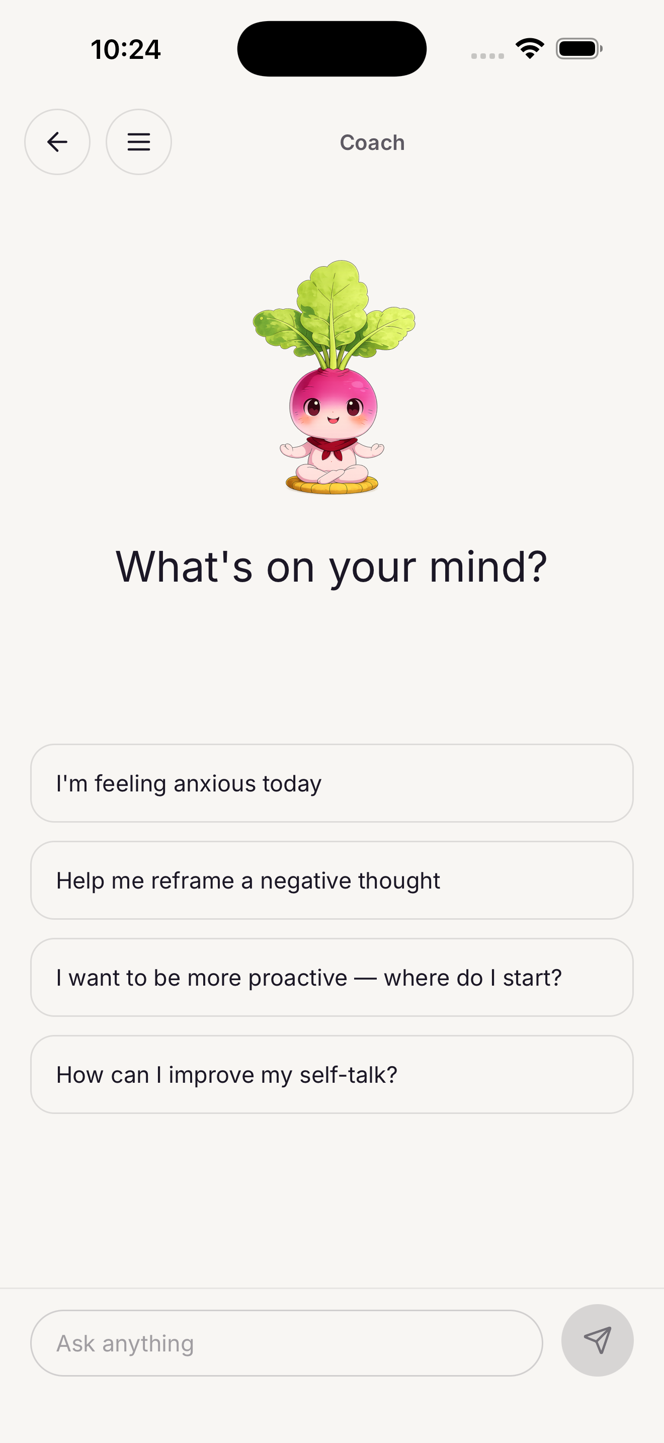 Saraha Mind 24/7 AI coach — always available, never judgmental